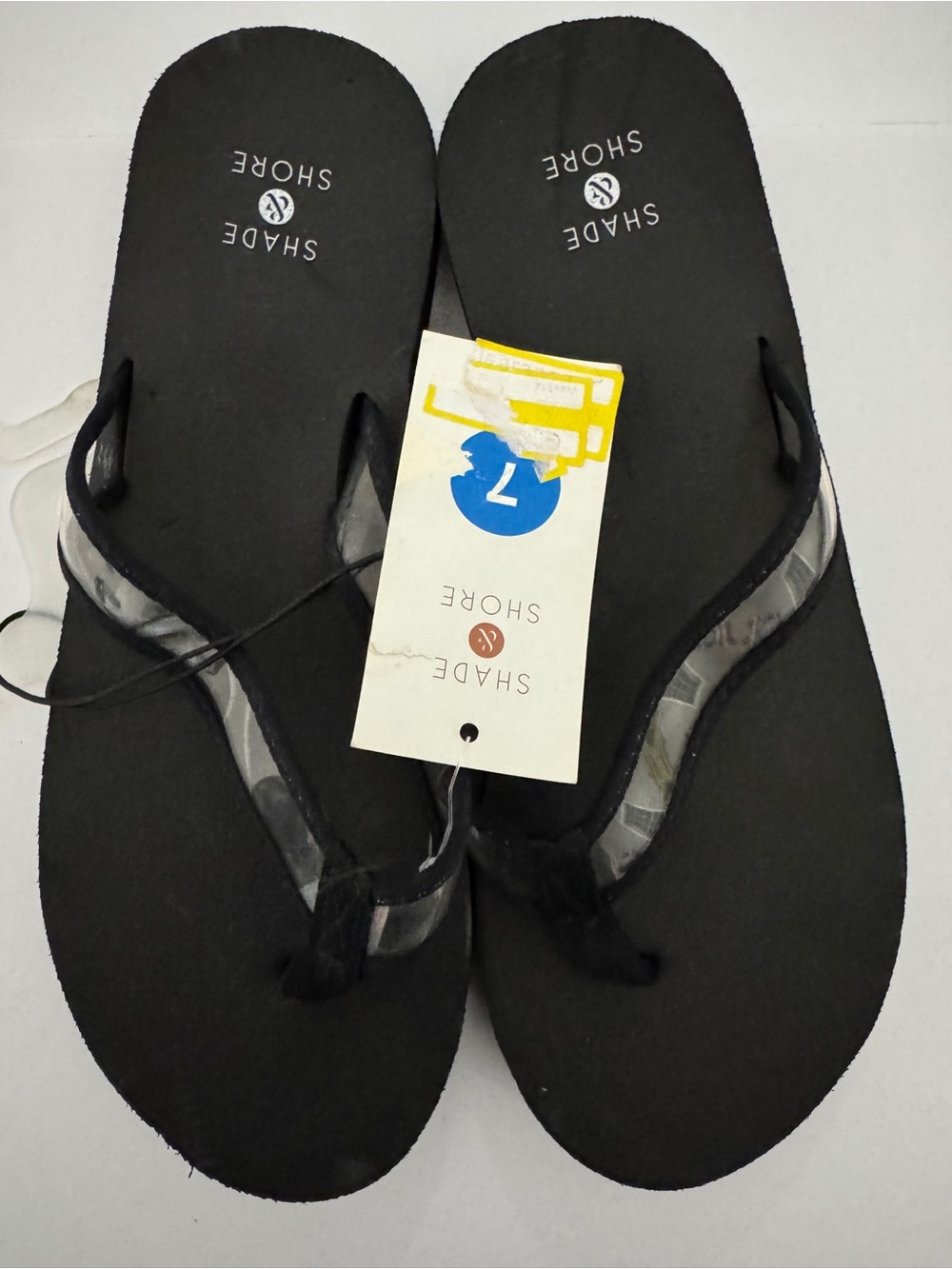 Shade & Shore Black and Clear Thong Flip Flops